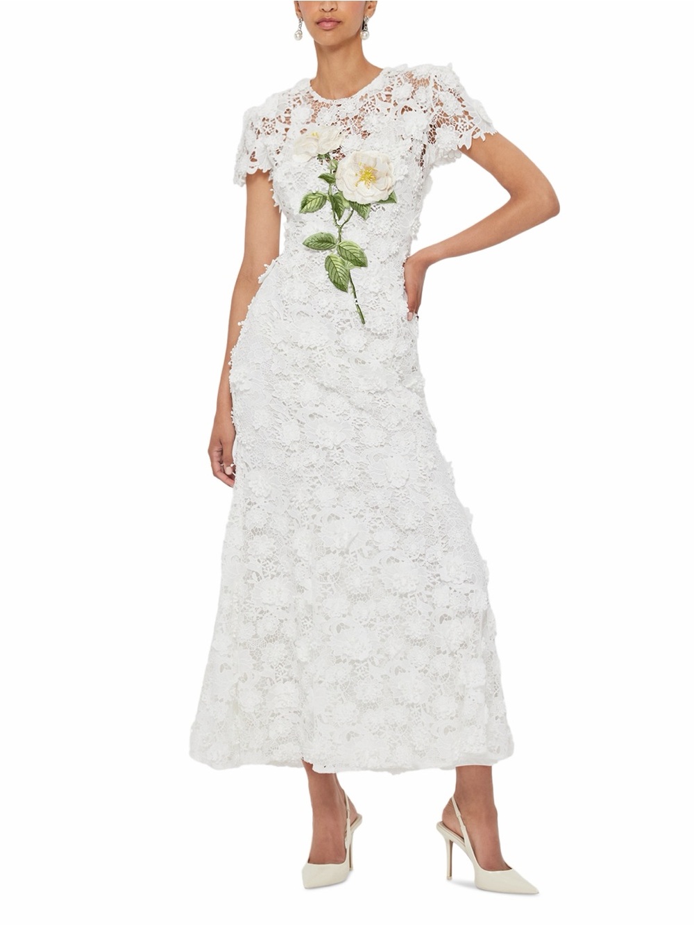 Leo Lin Monique Embroidered Lace Maxi Dress